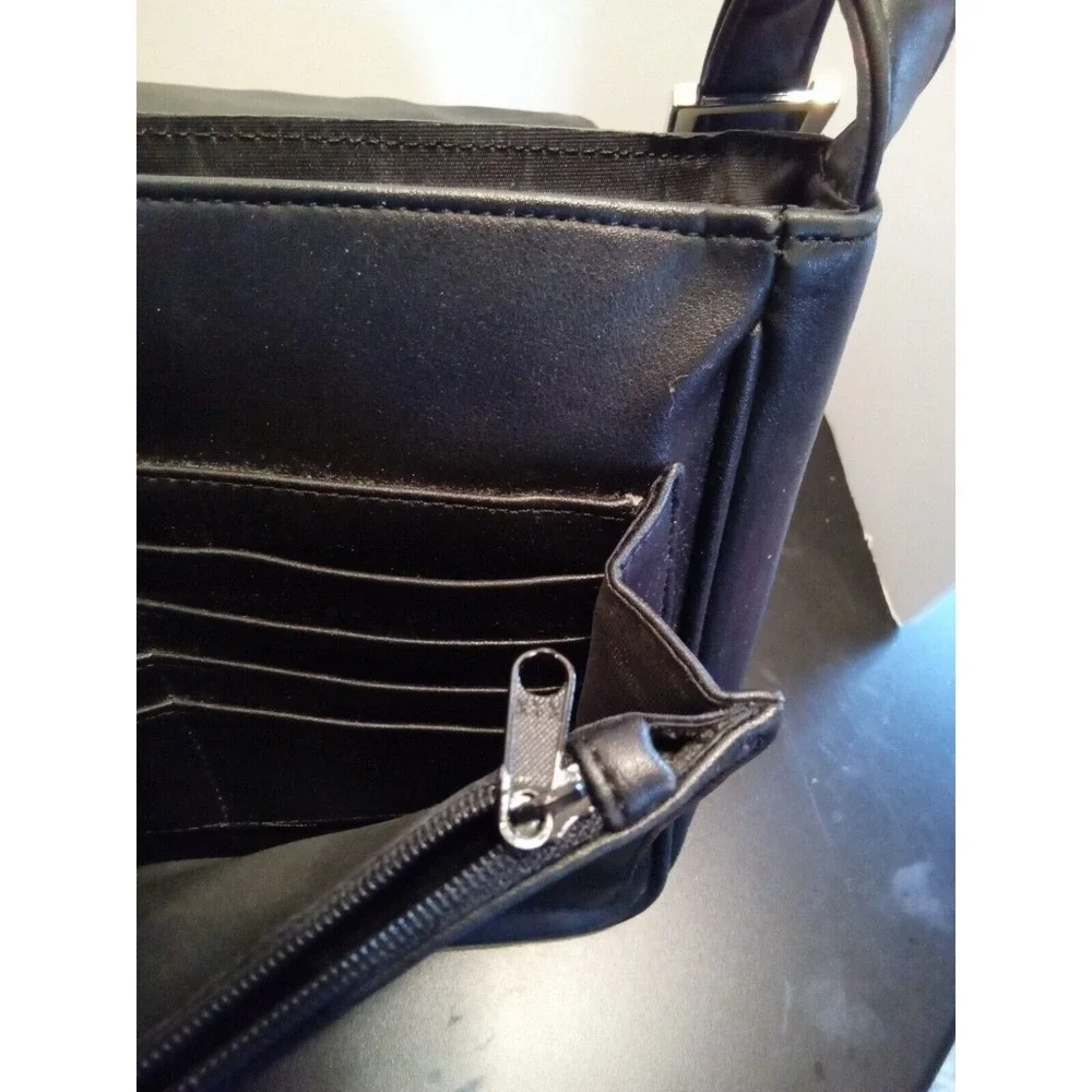 Charter Club Classics Navy Blue Leather Crossbody Bag‎ Cutout Handle Handbag